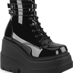 Flash Sale ⭐ DEMONIA 👟 SHOES Demonia SHAKER-52 [Black Patent] | PLATFORM 🥾 BOOTS [IN STOCK]` 🎉