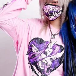 Buy 👍 INVASION CLUB Anime & Manga 👧 Girls And Gore [Pink] | F*CK CORONA MASK 👏