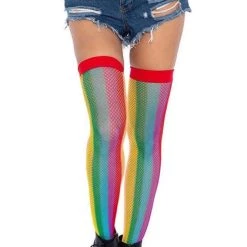 Best Pirce 💯 LEG AVENUE 🧛 Halloween Skylar Rainbow Fishnet | THIGH HIGHS ✨