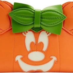 Cheap โญ LOUNGEFLY Disney: Minnie Pumpkin Glow Face | FLAP PURSE โญ