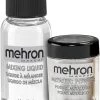 Best Pirce 🌟 MEHRON MAKEUP 💀 Halloween Silver Metallic Powder & Mixing Liquid | SET ⌛