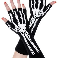 Flash Sale 😍 MUSIC LEGS 🦇 Halloween Skeleton Print | FINGERLESS GLOVES 🎉