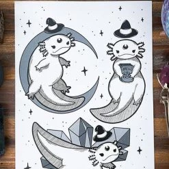 Brand new 😀 PVMPKIN ART Gothic Homewares Axolotl Magick | ART PRINT ⌛