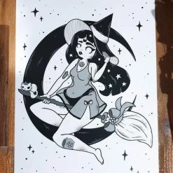 Cheapest ✨ PVMPKIN ART Cats Broom Ride | ART PRINT 🧨