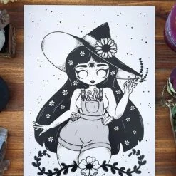 Coupon 👍 PVMPKIN ART Gothic Homewares Green Witch | ART PRINT ✨