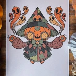 Deals ✨ PVMPKIN ART Ghosts Haunted Pumpkin Doll | ART PRINT 🧨