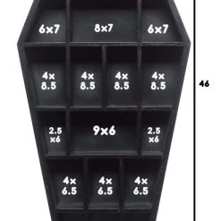 New ⭐ SOURPUSS Gothic Homewares Curio Coffin | SHELF 🎁 -Halloween Sales sourpuss curio coffin shelf diagram 700x700