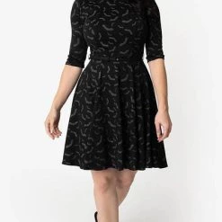 Best Pirce 🔥 UNIQUE VINTAGE Bats [Black/Grey] | STEPHANIE 👗 DRESS 🌟 -Halloween Sales unique vintage black grey bats print stephanie flare dress 1 0e244eb3 3eb2 44a4 a4bc fb69b96ae5e1 700x700
