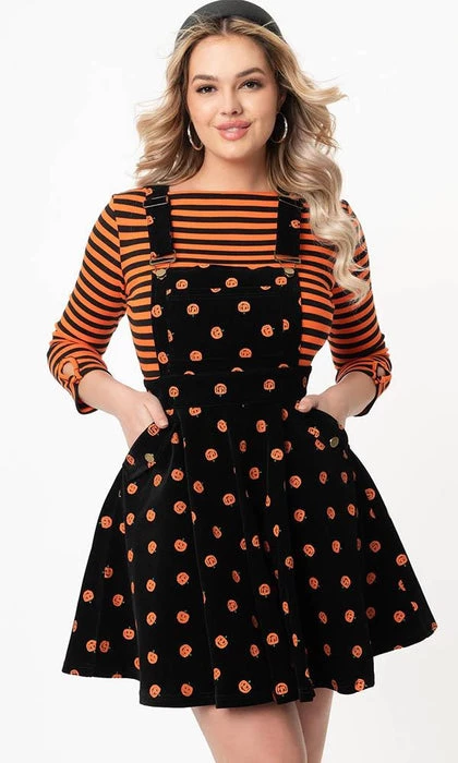 Best deal 👍 UNIQUE VINTAGE 💀 Halloween Pumpkin Patch | PINAFORE 👗 DRESS 🌟